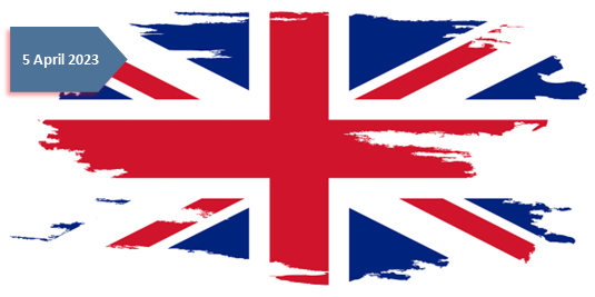 Hand-drawn style illustration of the United Kingdom flag, created using brush painting techniques. The artwork features a grunge effect and watercolor elements, adding texture to the flag design.